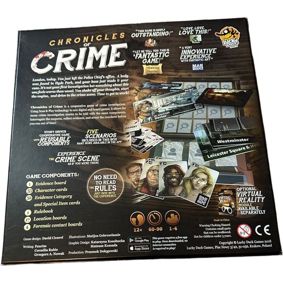 Chronicles Of Crime Board Game Lucky Duck Mystery VR App COMPLETE - Picture 3 of 16